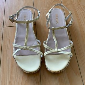 Prada wedge espadrille sandal